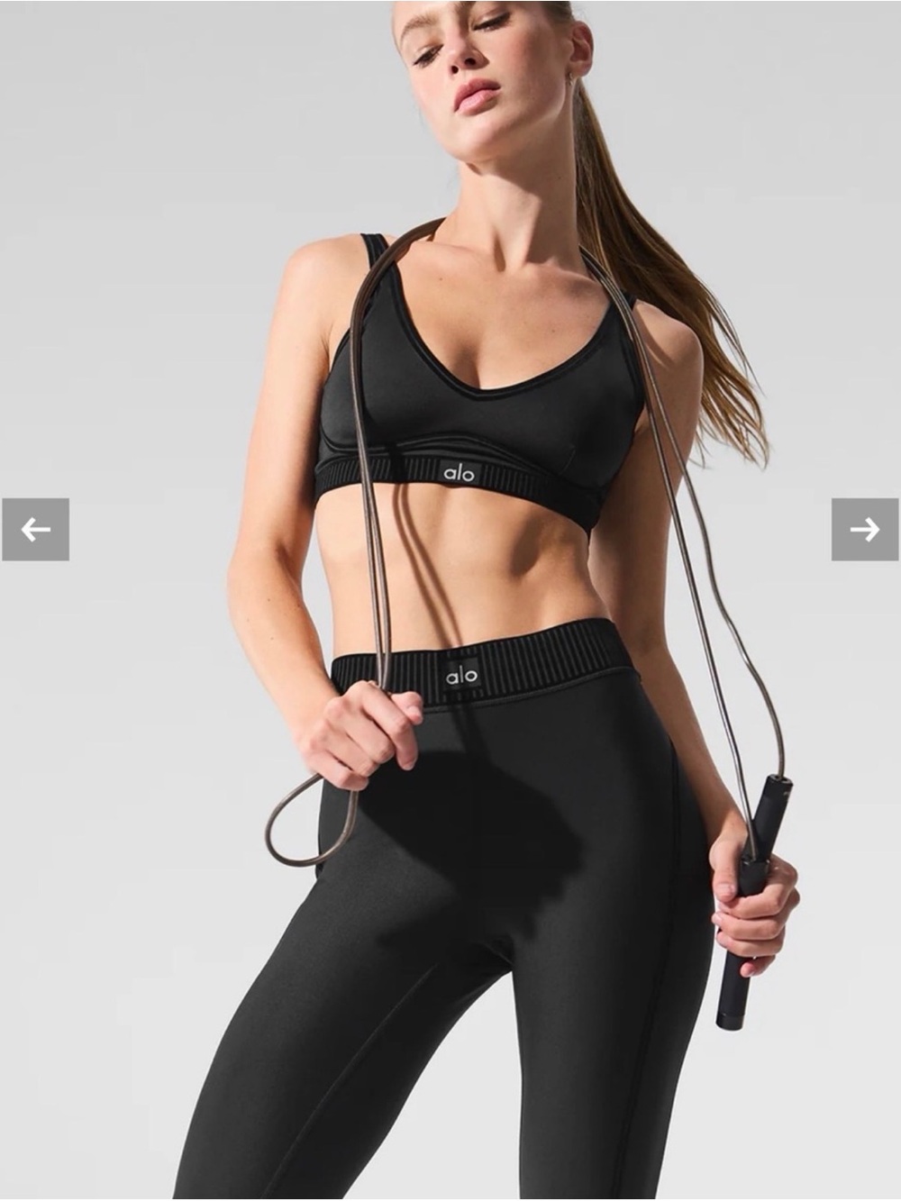 ALO Yoga Black Activewear Set with Subtle Logo